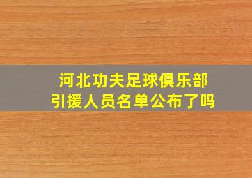 河北功夫足球俱乐部引援人员名单公布了吗