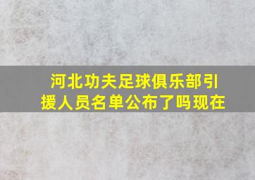 河北功夫足球俱乐部引援人员名单公布了吗现在