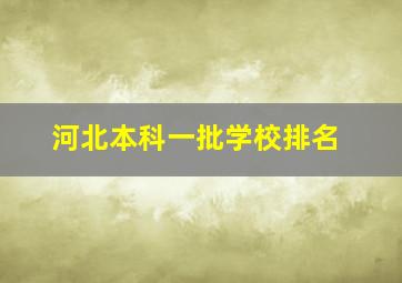 河北本科一批学校排名