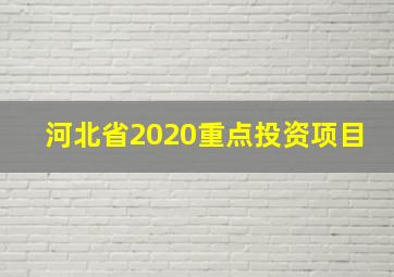 河北省2020重点投资项目