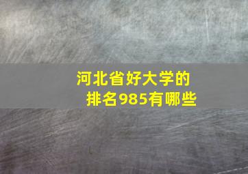 河北省好大学的排名985有哪些