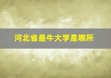 河北省最牛大学是哪所