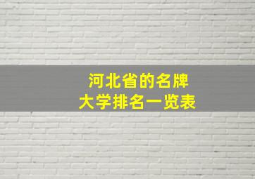 河北省的名牌大学排名一览表