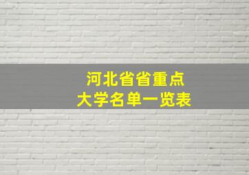 河北省省重点大学名单一览表