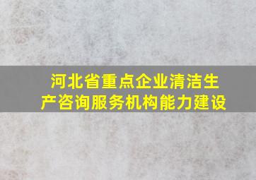 河北省重点企业清洁生产咨询服务机构能力建设