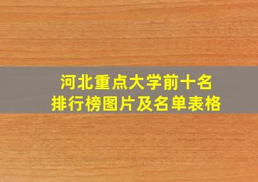 河北重点大学前十名排行榜图片及名单表格