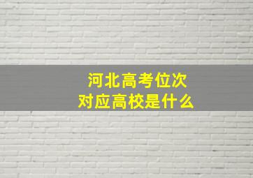 河北高考位次对应高校是什么