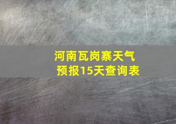 河南瓦岗寨天气预报15天查询表