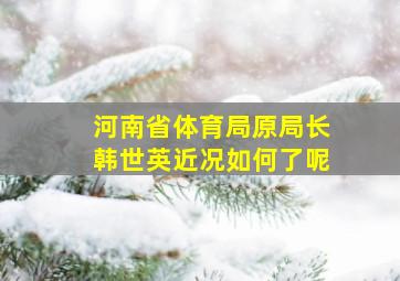 河南省体育局原局长韩世英近况如何了呢