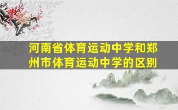 河南省体育运动中学和郑州市体育运动中学的区别