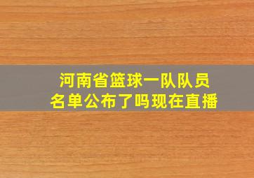 河南省篮球一队队员名单公布了吗现在直播