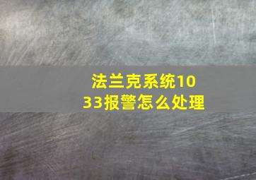 法兰克系统1033报警怎么处理