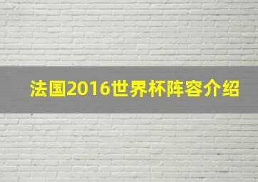 法国2016世界杯阵容介绍