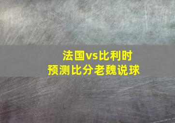 法国vs比利时预测比分老魏说球