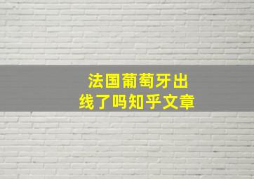 法国葡萄牙出线了吗知乎文章