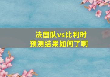 法国队vs比利时预测结果如何了啊