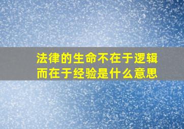 法律的生命不在于逻辑而在于经验是什么意思