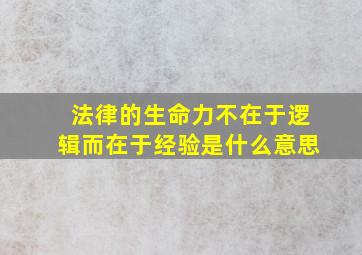 法律的生命力不在于逻辑而在于经验是什么意思