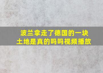 波兰拿走了德国的一块土地是真的吗吗视频播放