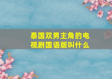 泰国双男主角的电视剧国语版叫什么