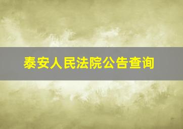 泰安人民法院公告查询