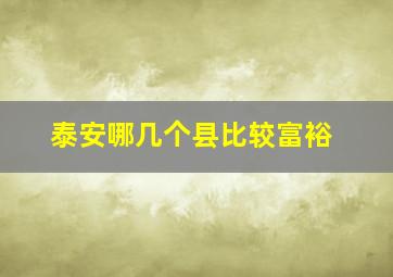 泰安哪几个县比较富裕