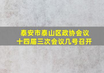 泰安市泰山区政协会议十四届三次会议几号召开