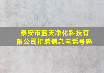 泰安市蓝天净化科技有限公司招聘信息电话号码