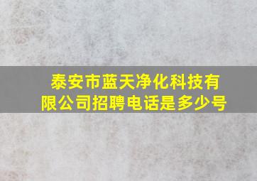 泰安市蓝天净化科技有限公司招聘电话是多少号