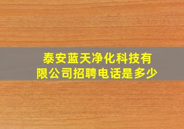 泰安蓝天净化科技有限公司招聘电话是多少