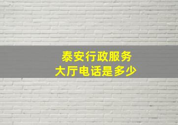 泰安行政服务大厅电话是多少