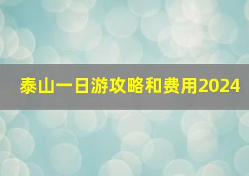 泰山一日游攻略和费用2024