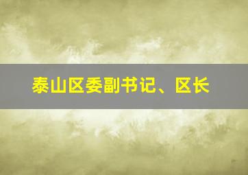 泰山区委副书记、区长