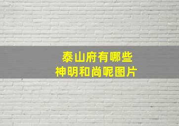 泰山府有哪些神明和尚呢图片