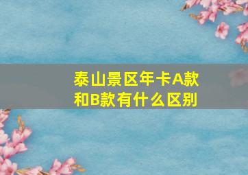 泰山景区年卡A款和B款有什么区别