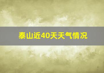 泰山近40天天气情况