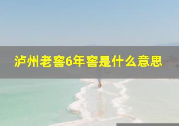 泸州老窖6年窖是什么意思