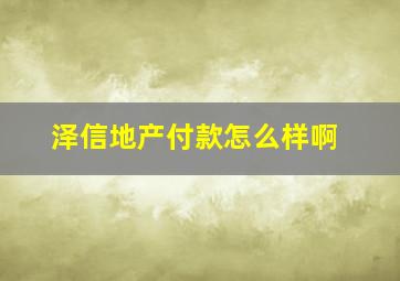 泽信地产付款怎么样啊