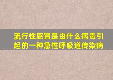 流行性感冒是由什么病毒引起的一种急性呼吸道传染病