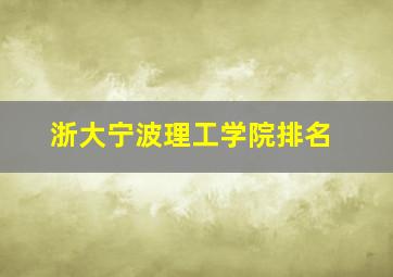 浙大宁波理工学院排名