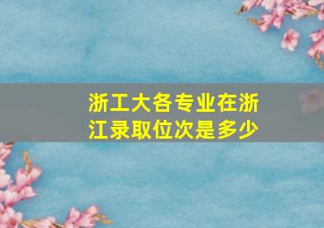 浙工大各专业在浙江录取位次是多少