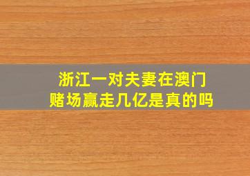 浙江一对夫妻在澳门赌场赢走几亿是真的吗