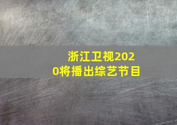 浙江卫视2020将播出综艺节目