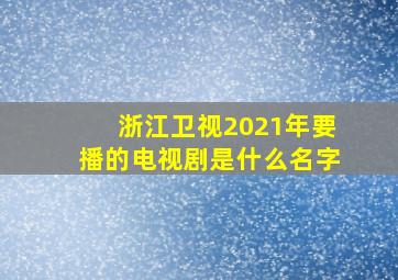 浙江卫视2021年要播的电视剧是什么名字