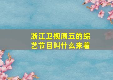 浙江卫视周五的综艺节目叫什么来着