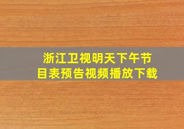 浙江卫视明天下午节目表预告视频播放下载