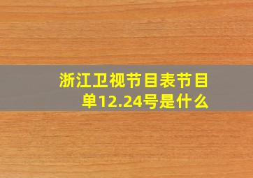 浙江卫视节目表节目单12.24号是什么