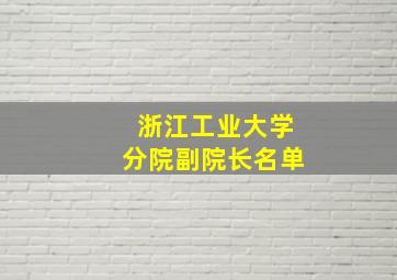 浙江工业大学分院副院长名单