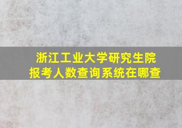 浙江工业大学研究生院报考人数查询系统在哪查