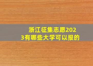 浙江征集志愿2023有哪些大学可以报的